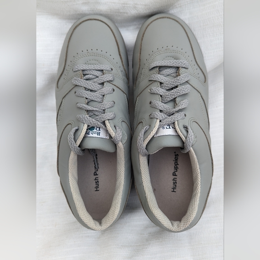 Hush Puppies Leather Upper Bounce Upbeat Sneaker Grey Size 8 EW